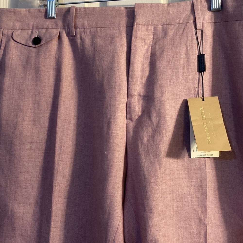 Burberry Mens Linen Golf Shorts Pink Heather Size 48 - Picture 2 of 9